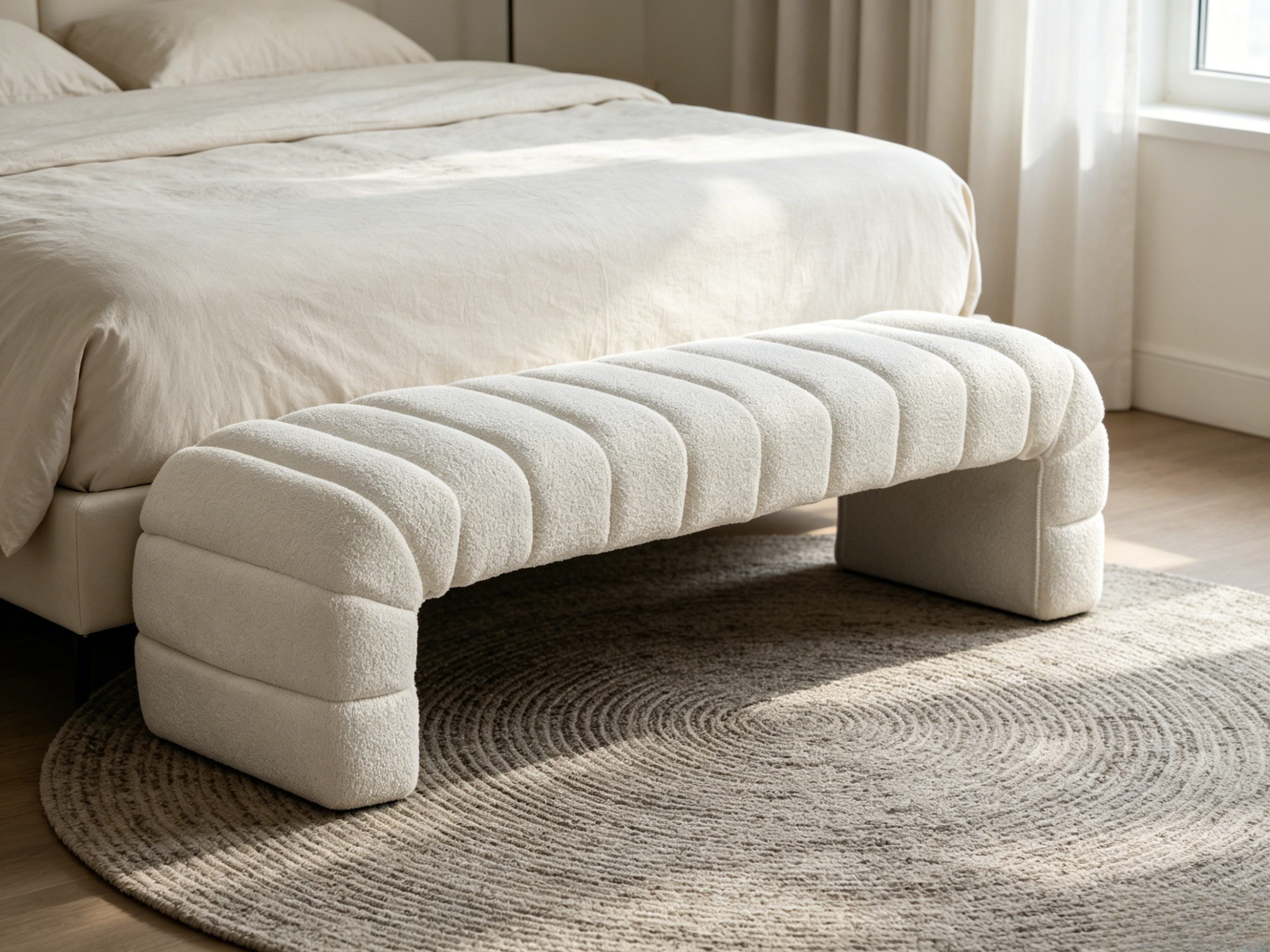 WILLIAMSPACE Ottomane Sanja upholstered bench – 160cm, Chenille, Fluted