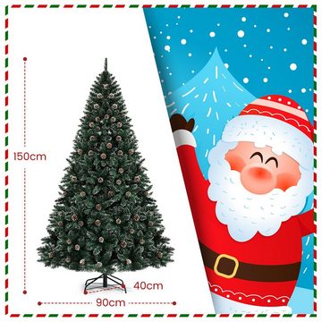 COSTWAY Künstlicher Weihnachtsbaum, mit 714 PVC Nadeln & 49 Tannenzapfen
