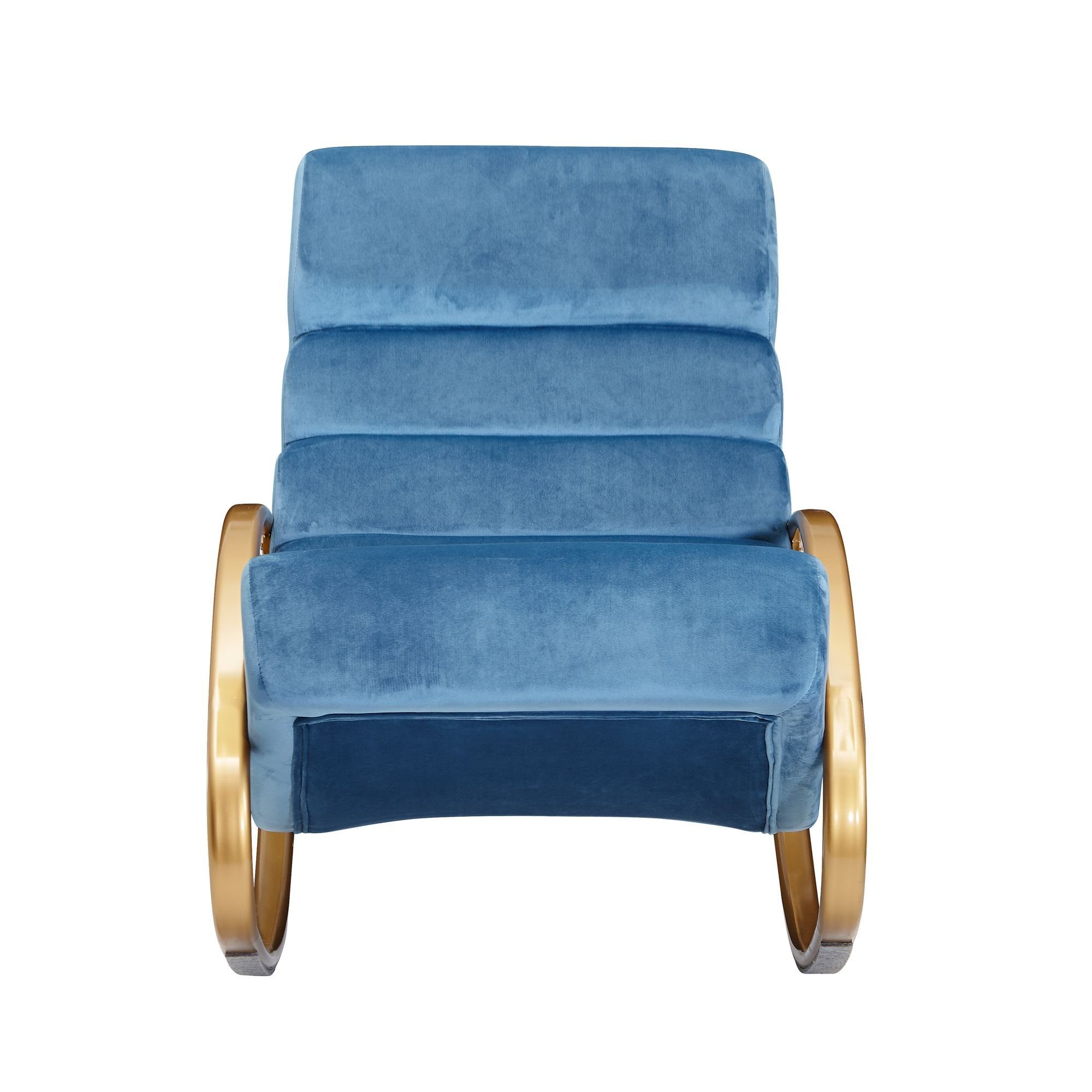 | Schaukelsessel Gold Blau Bequemer KADIMA - | Wippfunktion Schaukelstuhl MUR DESIGN mit Relaxsessel Blau