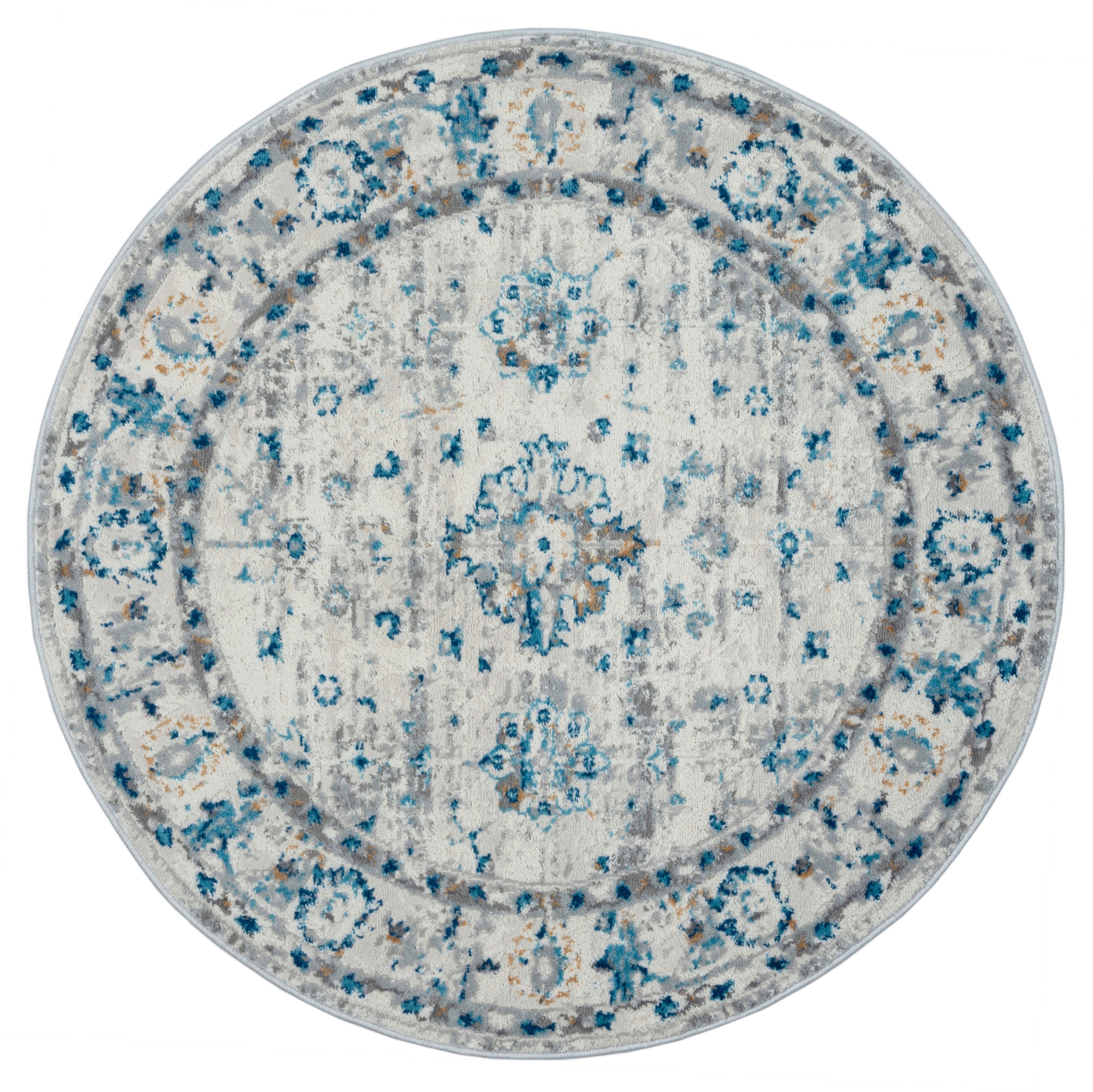 Myflair Möbel & Accessoires Teppich My Heriz 3, rund, Höhe: 8 mm, Kurzflor, klassisches Orient Design, besonders weich durch Microfaser
