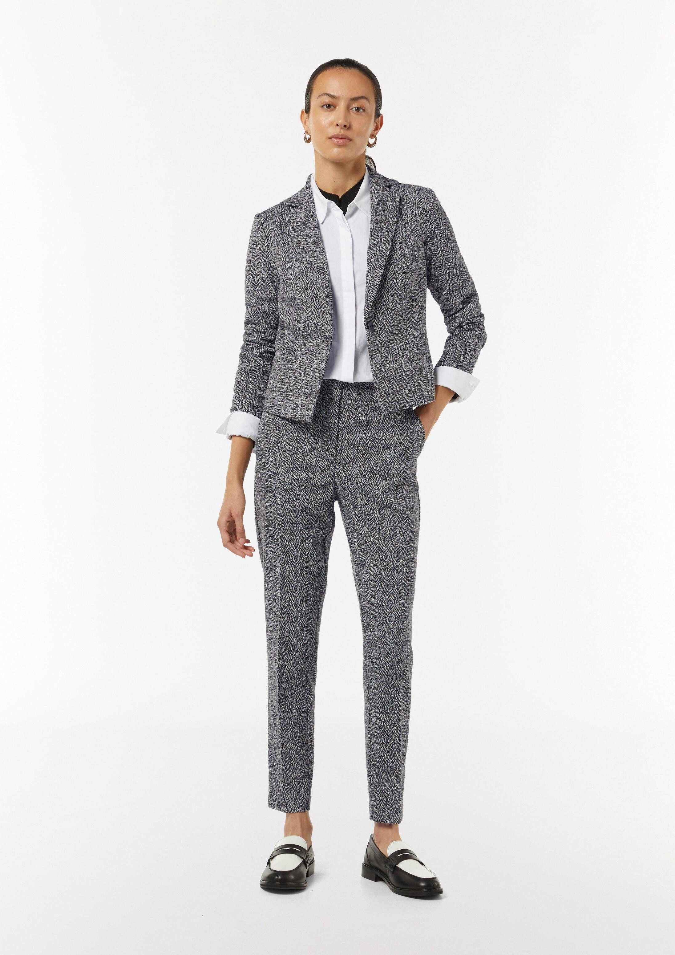 comma Jackenblazer Indoor-Blazer Taillierter Jacquard-Blazer mit Fischgrat-Muster
