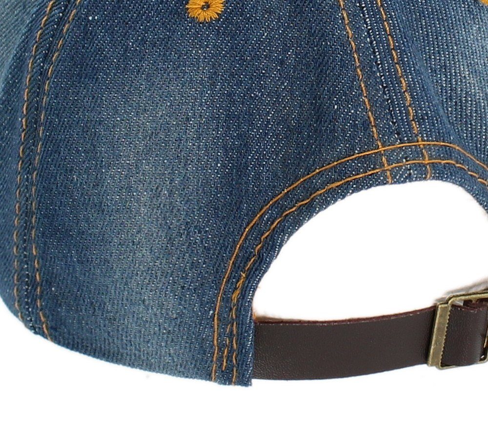 Glitzer Baseball dy_mode Strasssteinen K003-Jeansblau Cap Size mit One mit Cap Kappe Schirmmütze Damen Baseball