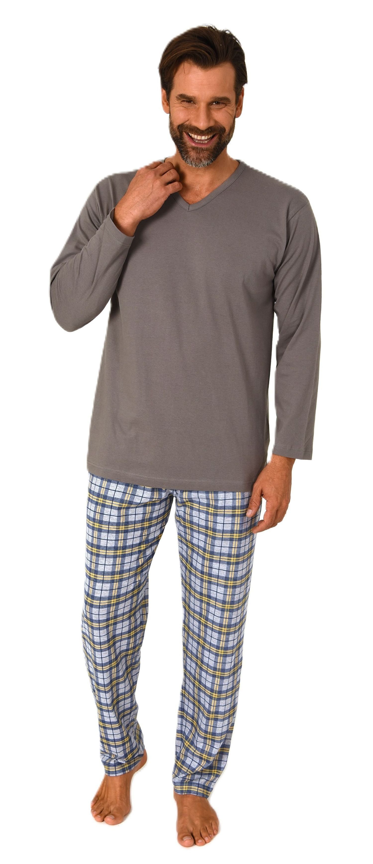 Normann Pyjama Normann Herren Schlafanzug lang mit Karo Hose - auch in Über günstig online kaufen