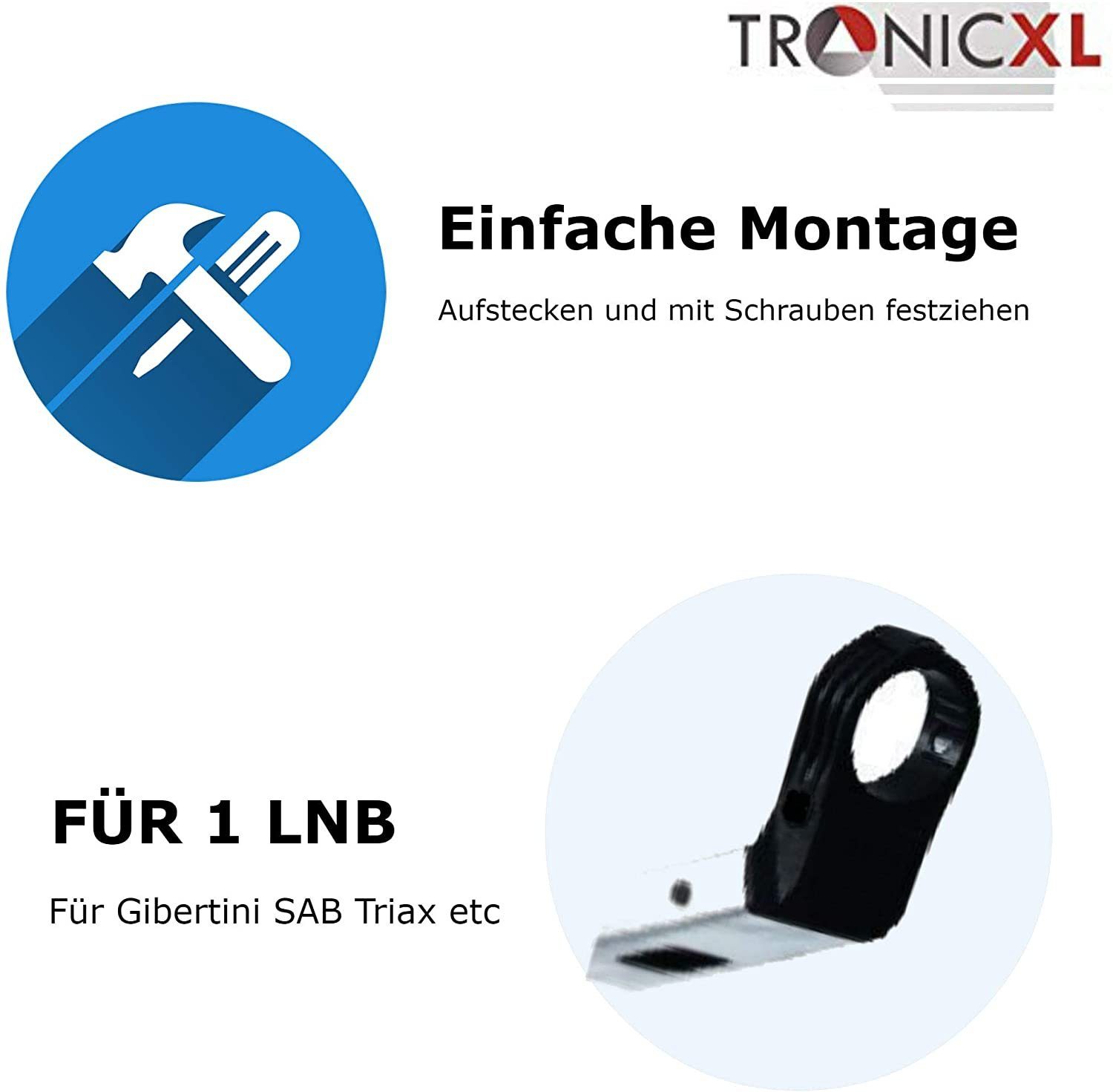 TronicXL Feed LNB Halter Halterung Antenne für Single Gibertini Triax SAB Universal-Single-LNB