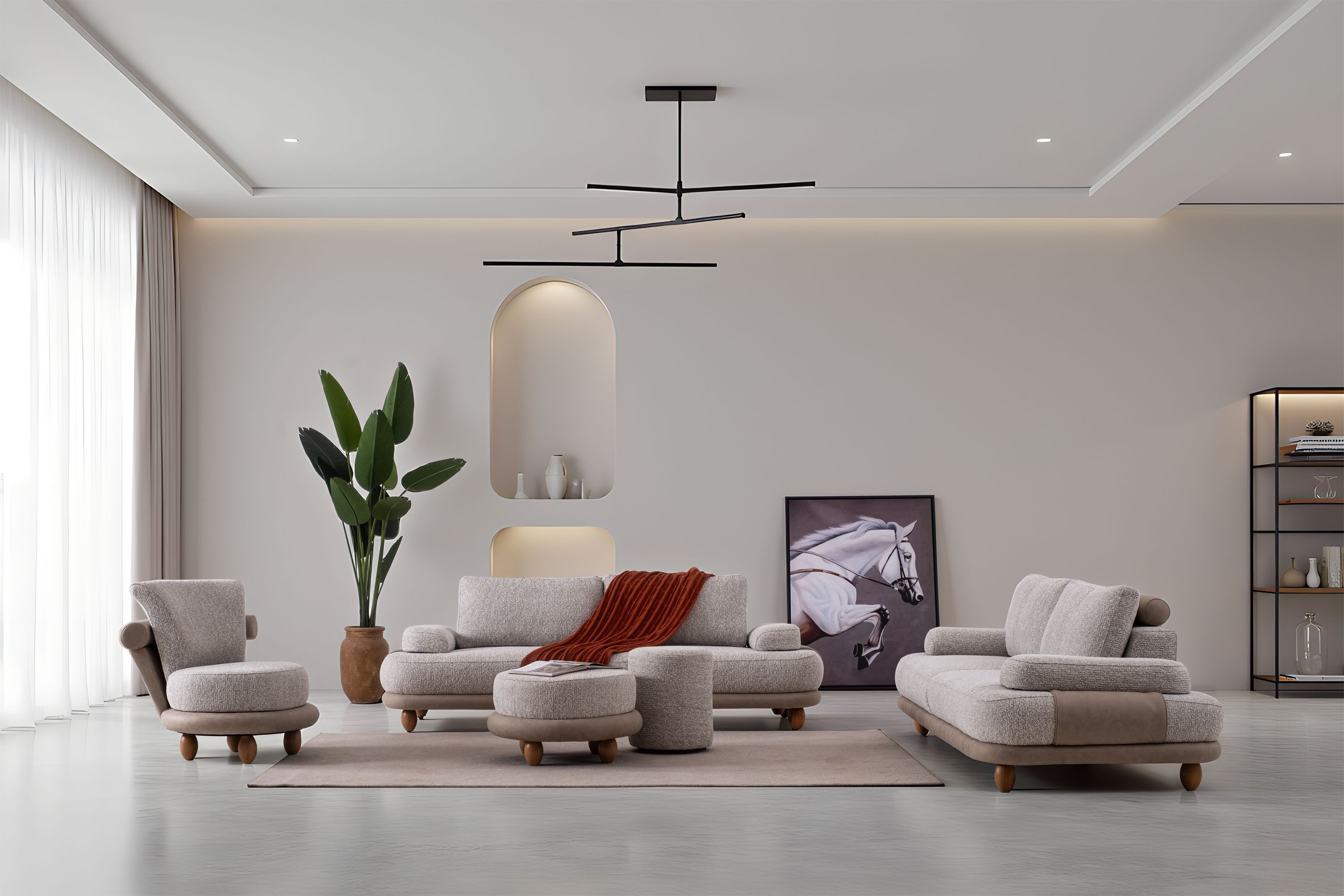 Nobelaa Sofa Sitzgruppe/Sofa Set - Wohnzimmergarnitur "Magnolia" 3+3+1 + Hocker