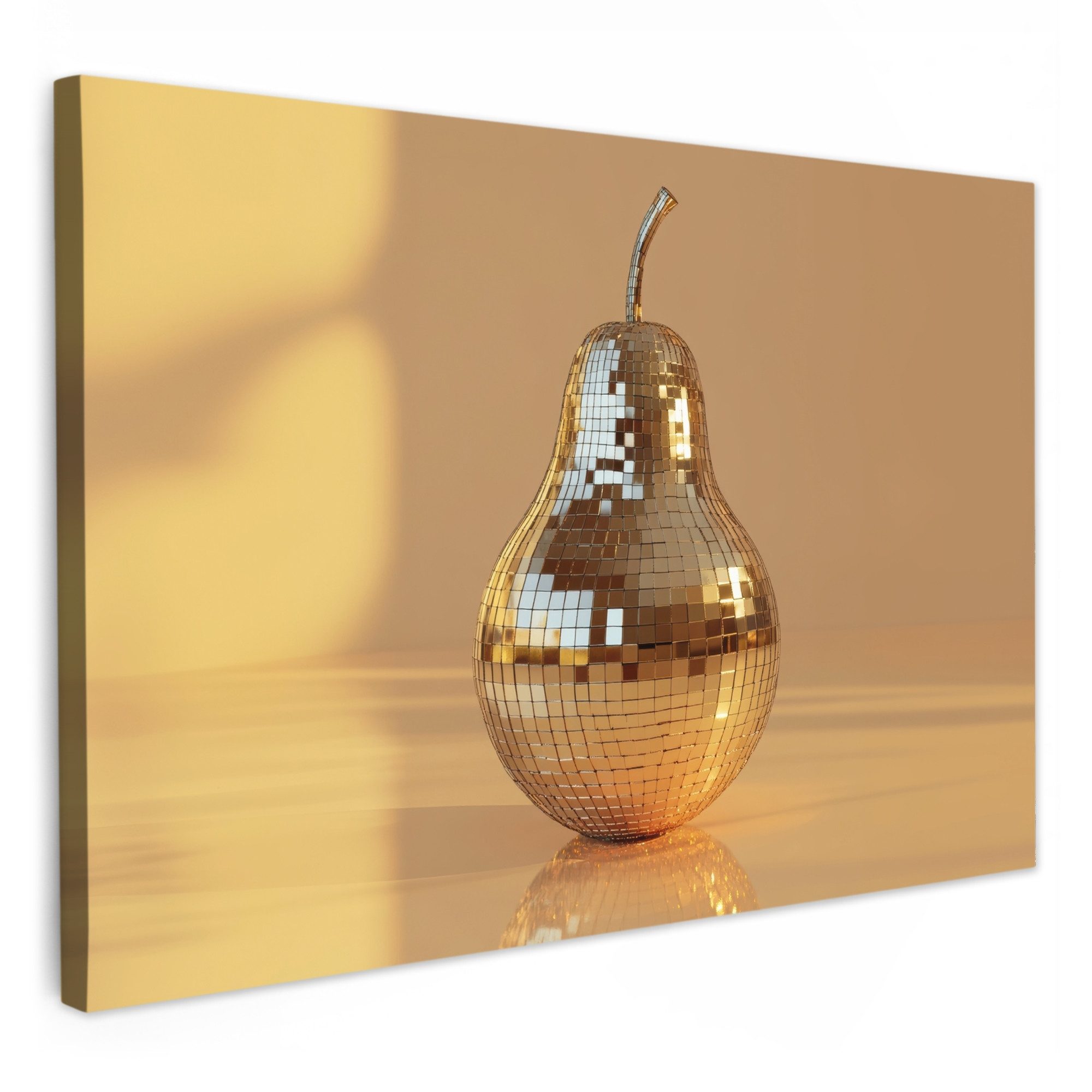OneMillionCanvasses® Leinwandbild Gold - Disco - Glitzer - Birne, Fotodruck (1 St), Küchenbilder Modern, Deko Bilder für die Küche 30x20 cm