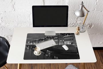 MuchoWow Gaming Mauspad Europa - Kopenhagen - Hafen - Schwarz - Weiß (1-St), Büro für Tastatur und Maus, Mousepad Gaming, 90x60 cm, XXL, Großes