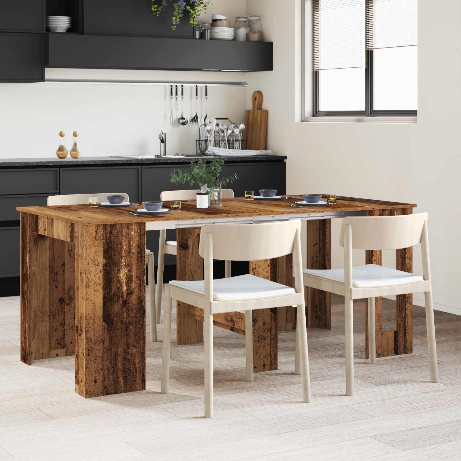 furnicato Esstisch ausziehbar 180 x 85 x 75 cm Altholz (1-St), Ausziehbarer Küchentisch mit klappbarer Platte für Innenräume