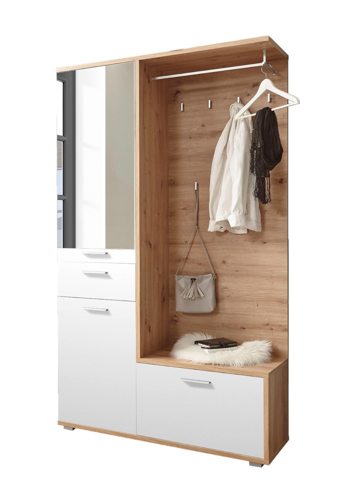 moebel-dich-auf Kompaktgarderobe ENTRY (Garderobenschrank + Paneel + Schuhs günstig online kaufen