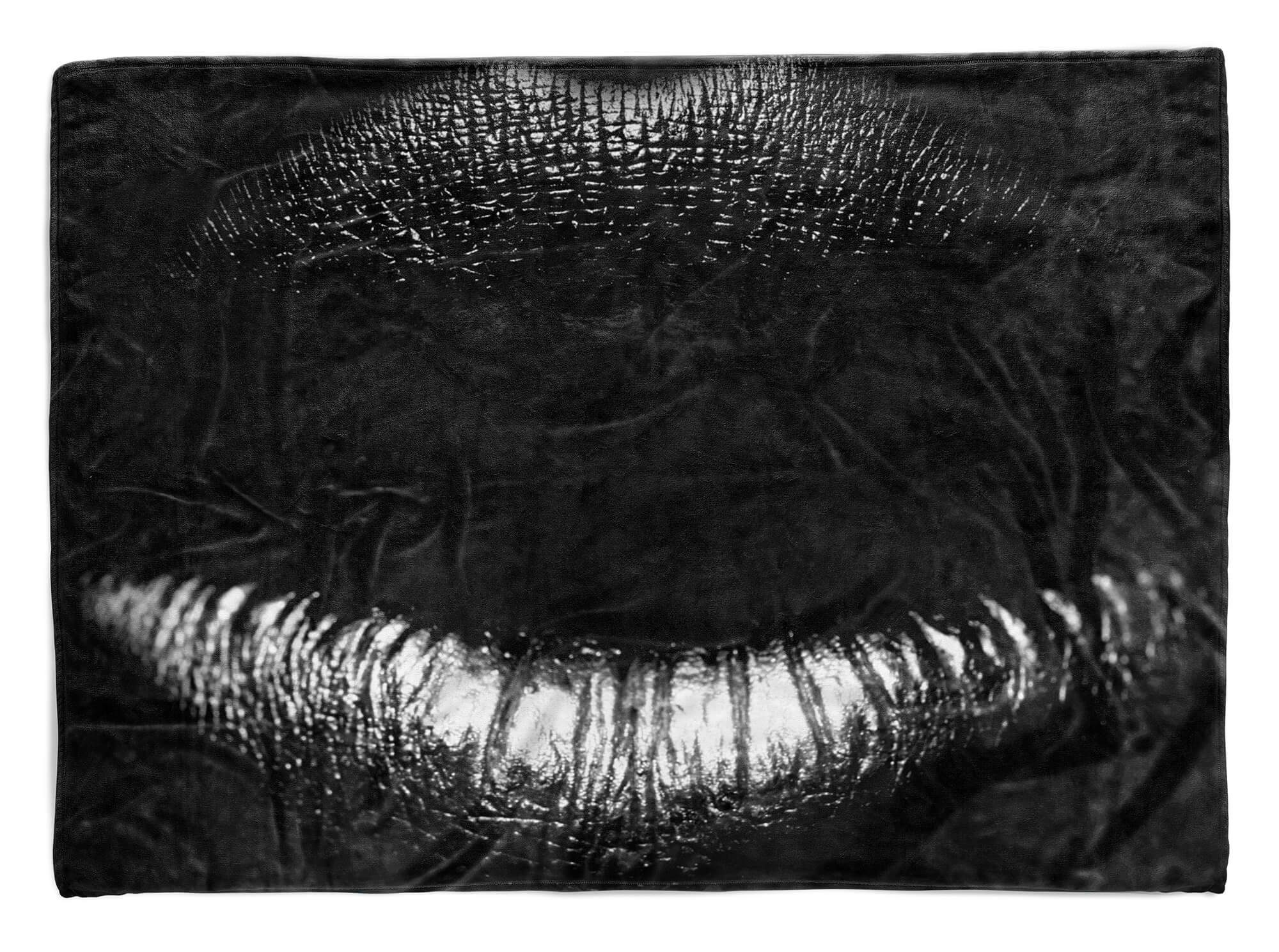 Sinus Art Handtücher Handtuch Strandhandtuch Saunatuch Kuscheldecke mit Fotomotiv volle Lippen Eroti, Baumwolle-Polyester-Mix (1-St), Handtuch