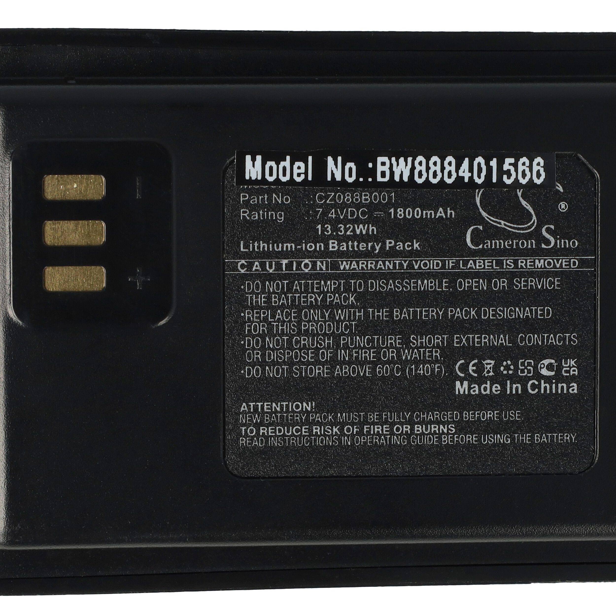 CZ088B001 mAh Ersatz V) 1800 für Akku vhbw Li-Ion Motorola (7,4 für