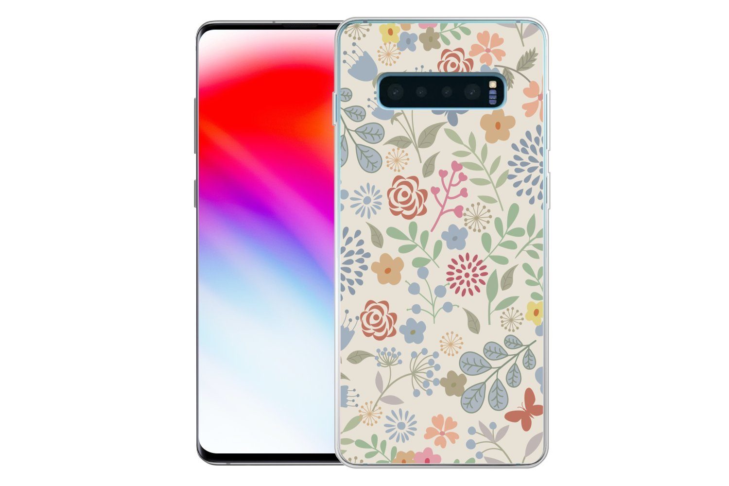 MuchoWow Handyhülle für Samsung Galaxy S10 Plus Eine Blumenmuster-Illustration mit vielen, Phone Case, Silikon, Schutzhülle Dünn