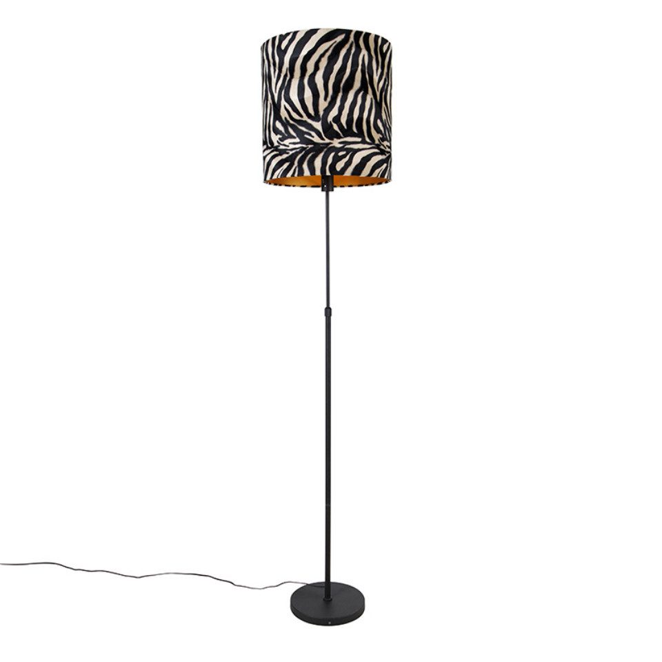 Qazqa Stehlampe Parte, ohne Leuchtmittel, E27, Zebra, Klassisch / Antik, Textil, 1-flammig