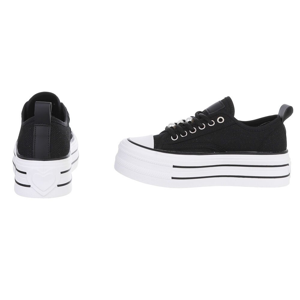Ital-Design Stylische Plattform-Sneaker mit Perlen-Details für Damen Sneaker (91117321) Flach Sneakers Low in Schwarz – Bild 5 von 5