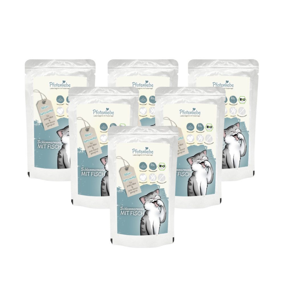 Pfotenliebe Schlemmermenü mit Fisch 6x100g, Nassfutter für: Katzen