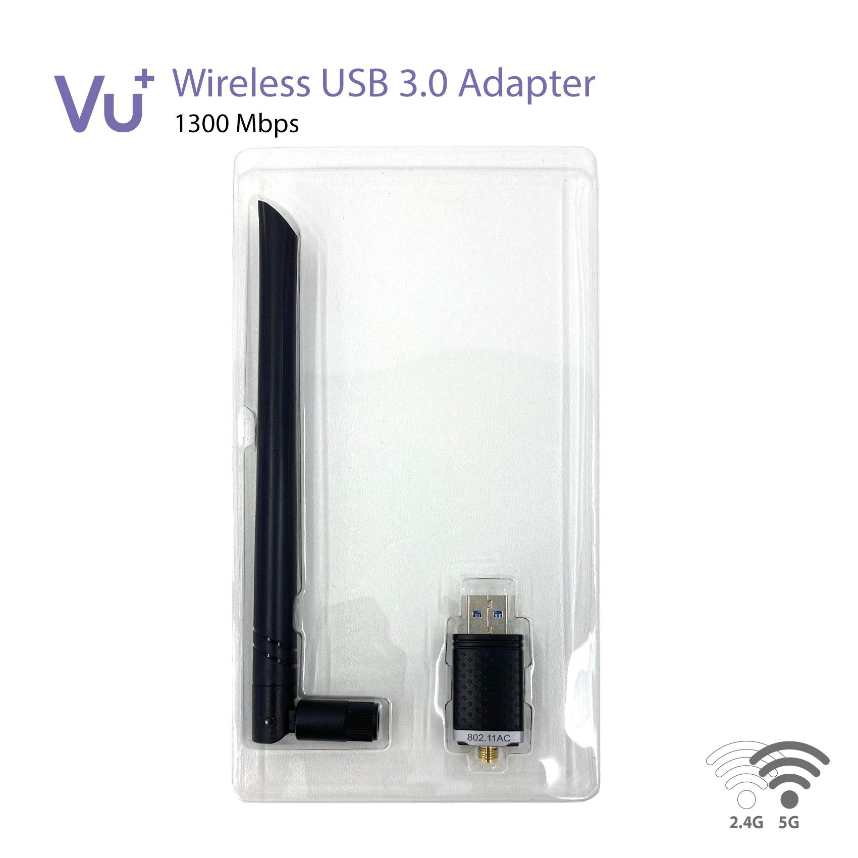 6 dBi VU+ Adapter USB 3.0 Dual Antenne 1300 inkl. Tuner Wireless Band VU+® Mbps