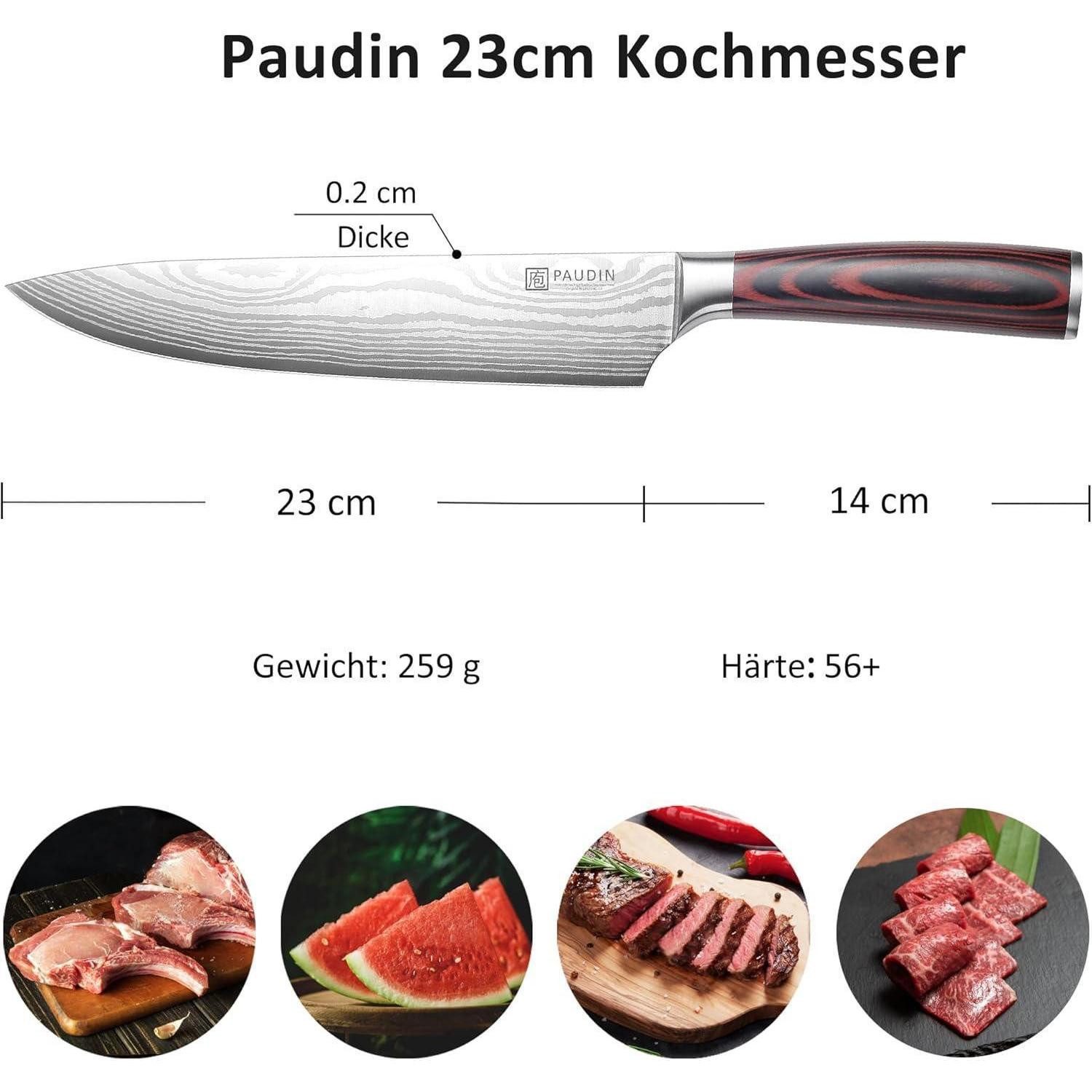 LuxusKollektion Kochmesser Küchenmesser Profi rasiermesserscharf Edelstahl Kochmesser 23cm