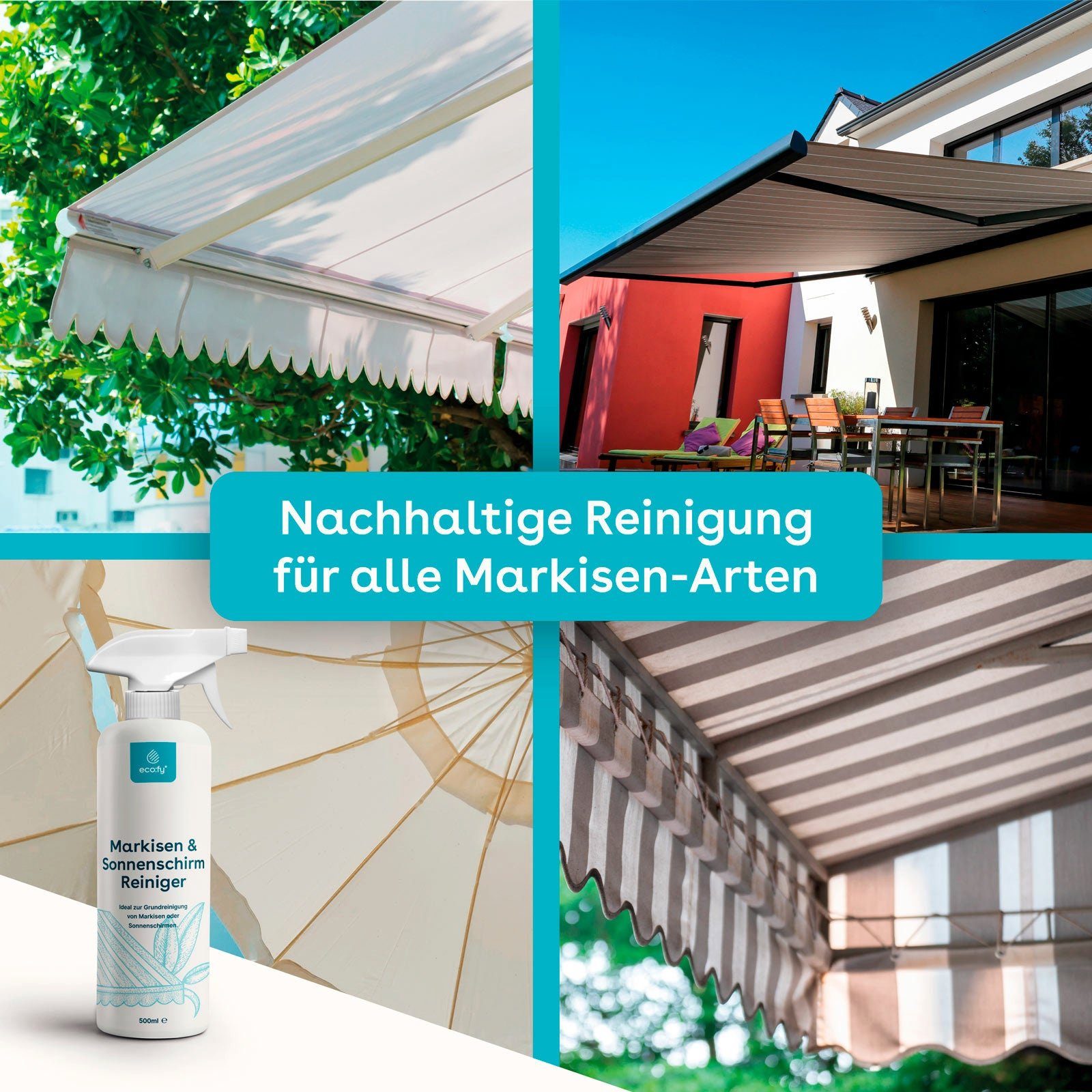 eco:fy Markisen- & Sonnenschirm-Reiniger Flüssigreiniger (1-St. Entfernt alle Verschmutzungen)