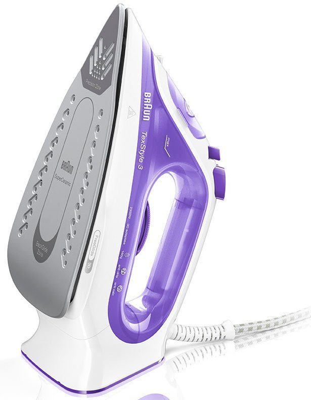 Braun Dampfbügeleisen TexStyle 3 SI 3042 VI - 2.350 W, 160 g Dampfstoß, 270 ml Wassertank, 2350 W, 45 g Dampfmenge, SuperCeramic Bügelsohle, 35 Sek. Aufheizzeit