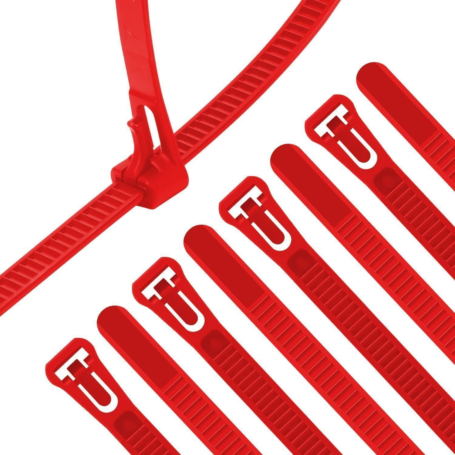 Kabelbinder Kabelbinder 100er Wiederverwendbar UV Hitzebeständig 250mm x 7.6mm Rot