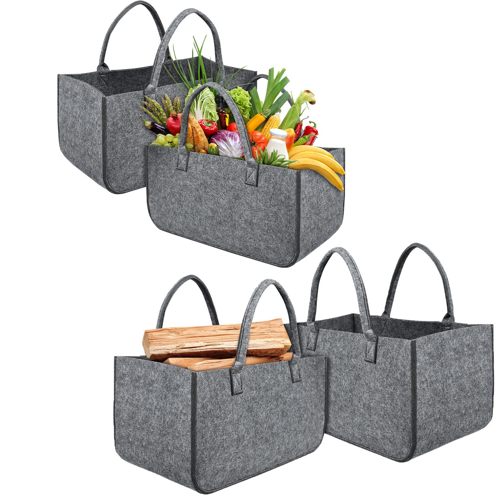 FIVMEN Kaminholzkorb Filztaschen für Kaminholz Filztasche Faltbar Brennholz günstig online kaufen