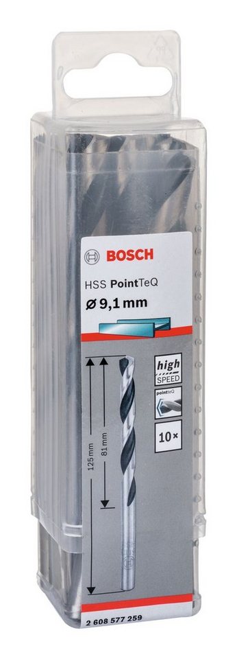 Thumbnail - BOSCH Metallbohrer, (10 Stück), HSS PointTeQ (DIN 338) Metallspiralbohrer - 9,1 mm - 10er-Pack