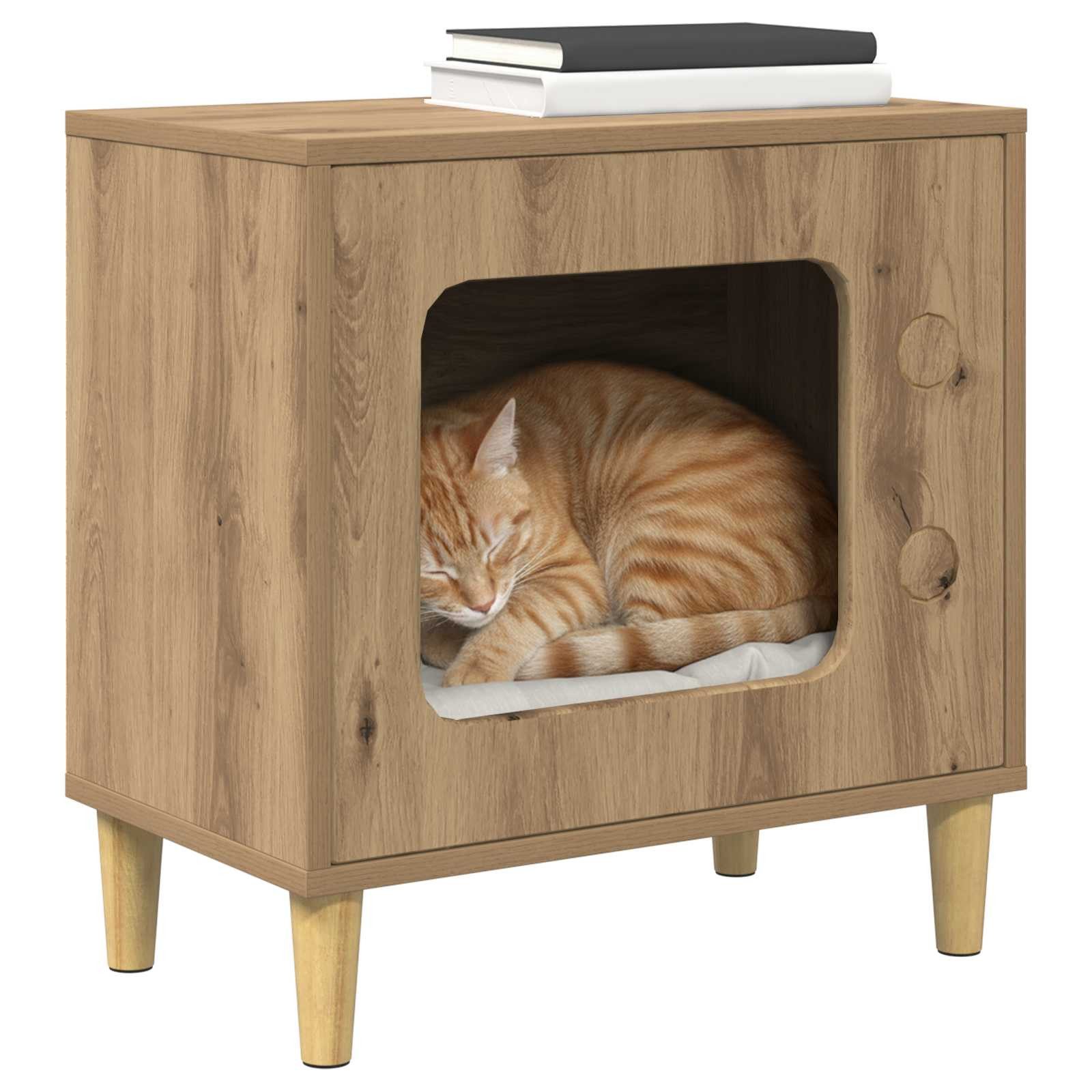 vidaXL Tierkorb 51 x 30 x 52 cm Katzenhaus Kunsthandwerk Eiche 51x30x52 cm Spanplatte