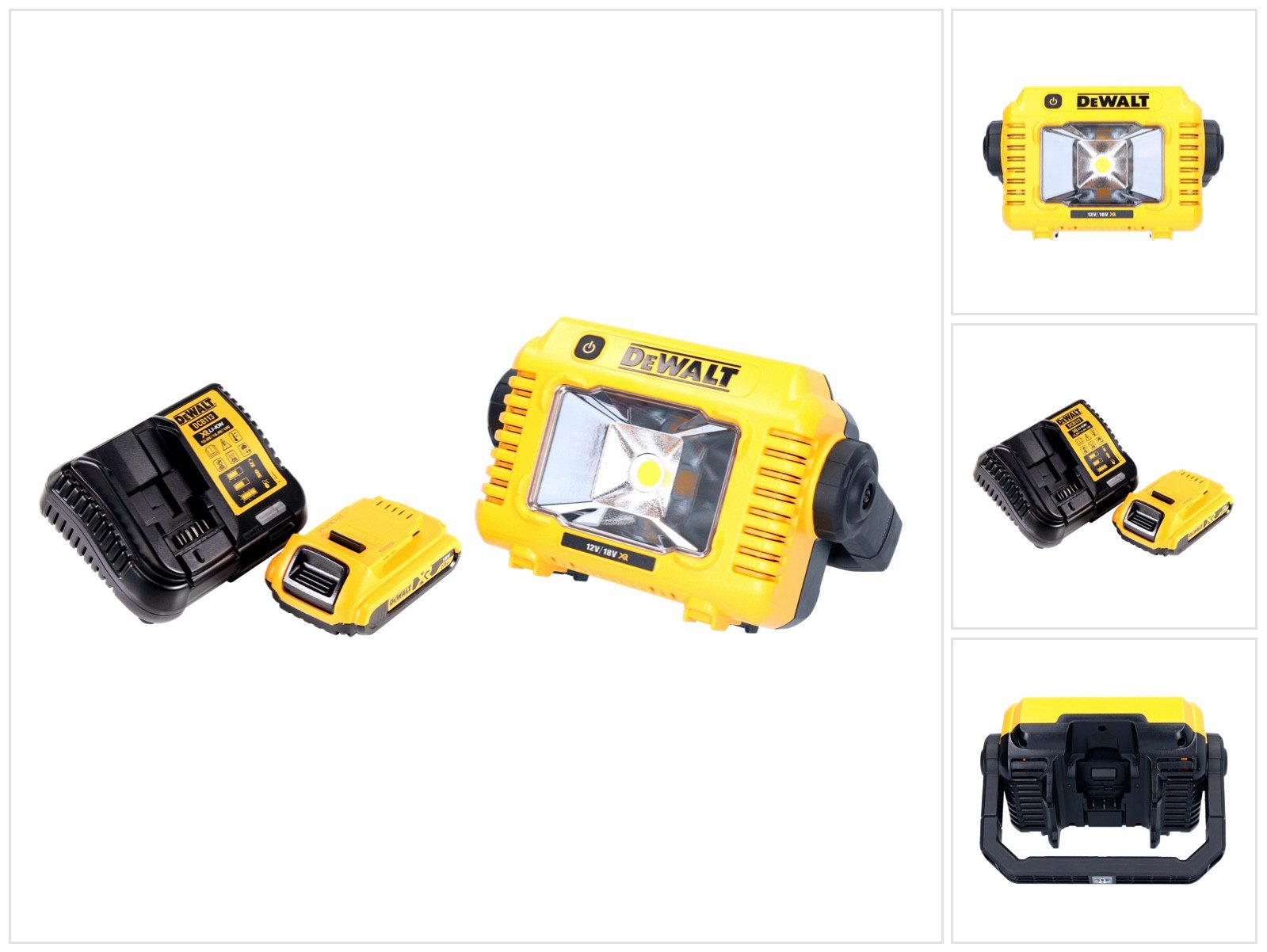 DeWalt Baustrahler DCL 077 D1 Akku LED Arbeitsstrahler 12 V 18 V 2000 lm IP54 + 1x Akku