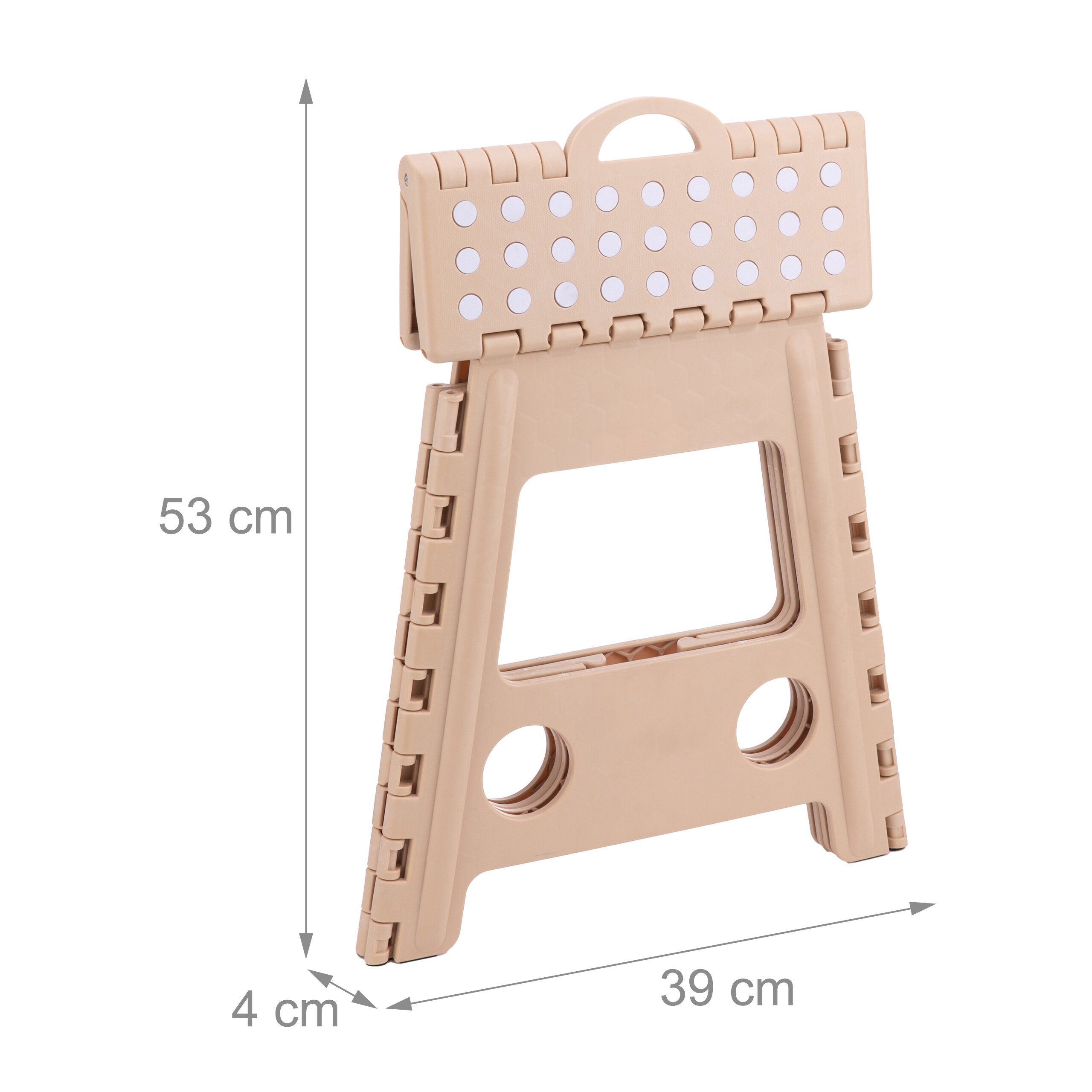 relaxdays Tritthocker Klapphocker faltbar XL (1 St), Beige – Bild 5 von 5