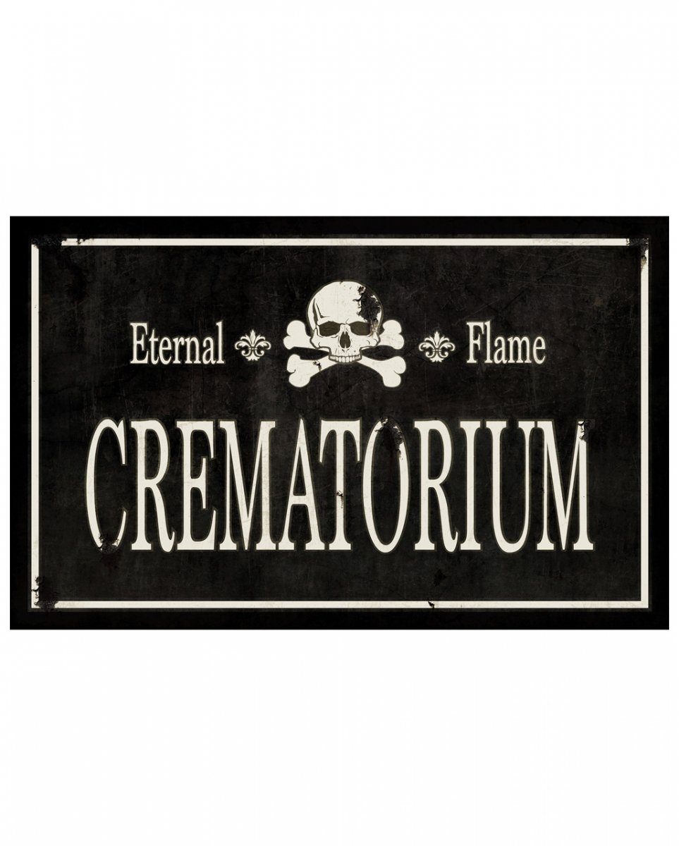 Horror-Shop Dekofigur Antikes Gothic 43 cm x 11 Schild Crematorium