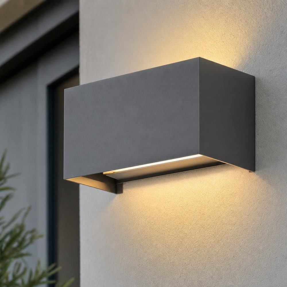 V-TAC LED Außen-Wandleuchte, LED-Leuchtmittel fest verbaut, Warmweiß, LED Außen Wandleuchte Wandlampe Fassade Hofleuchte 1 flammig L 20 cm