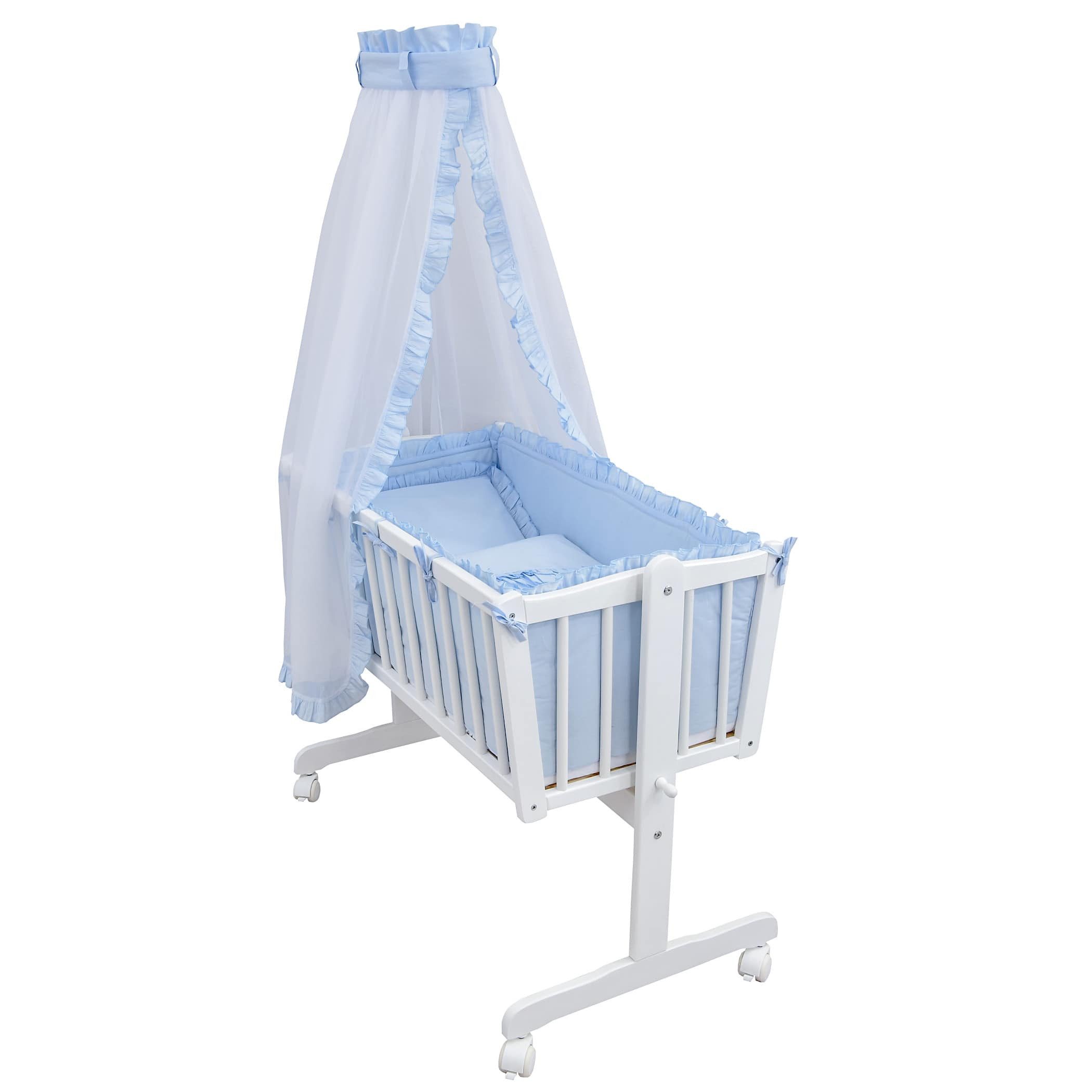 Baby-Delux Stubenbett Babywiege Komplettset Royal Rüsche, Schaukelwiege Wei günstig online kaufen