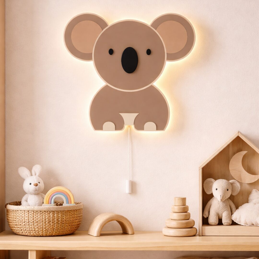 COZYCOLLECTIONS LED Wandleuchte Koala LED-Wandnachtlicht Kinderzimmer, LED, Warmweiß, Montessori-inspiriertes Koala-Nachtlicht in Naturtönen