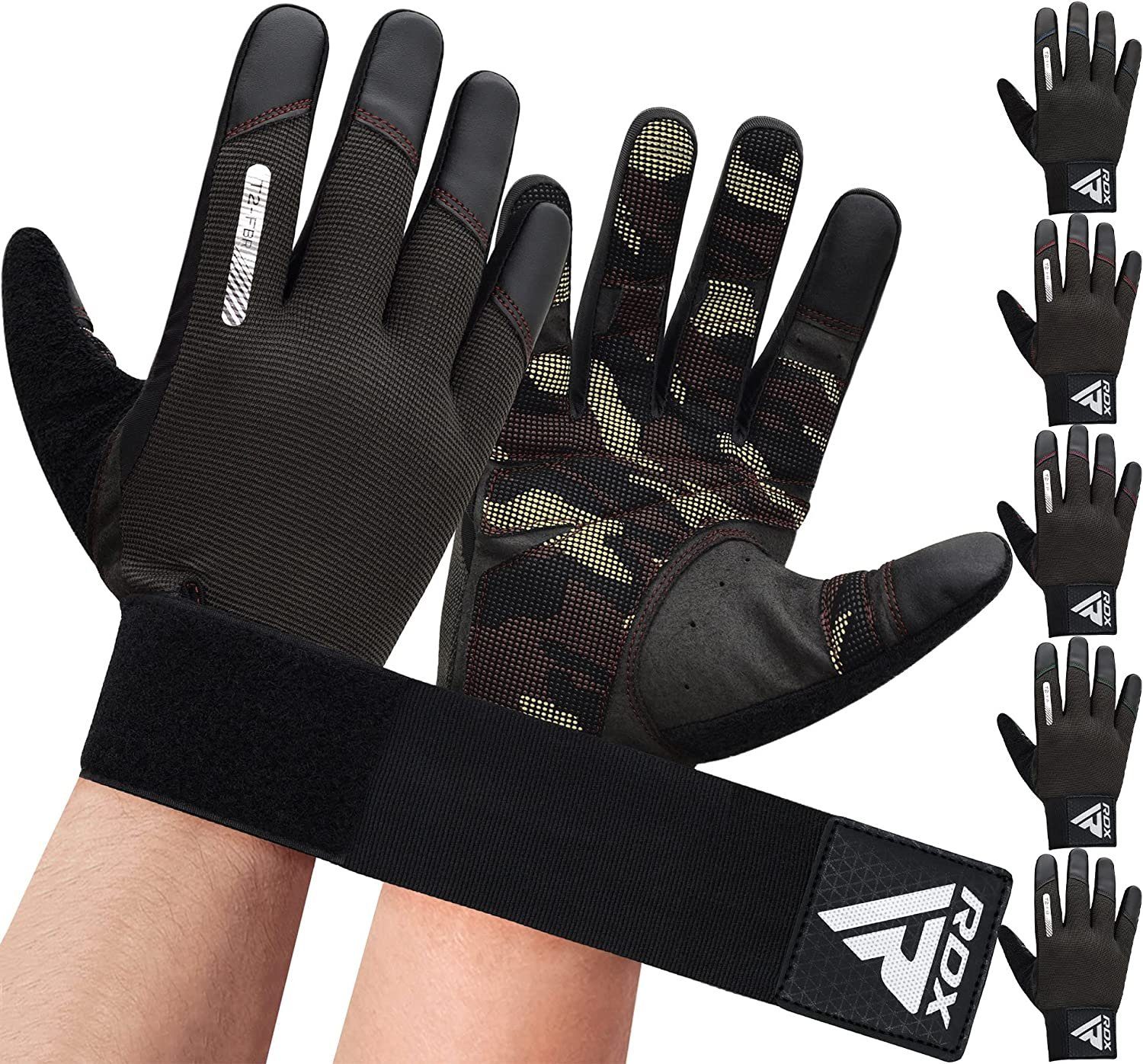 RDX Trainingshandschuhe RDX Fitness Handschuhe voller Finger Frauen Männer Touchscreen langen BROWN