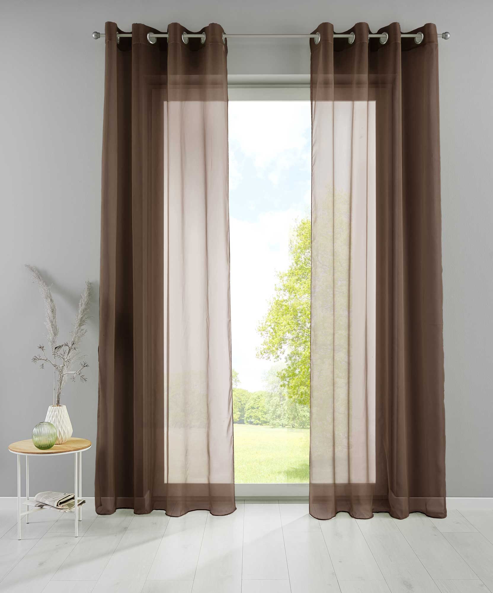 Gardinenbox Gardine (2 St), Ösen, transparent, Voile, 2er Set Transparent »Basel« Bleiband Store 20332TR2
