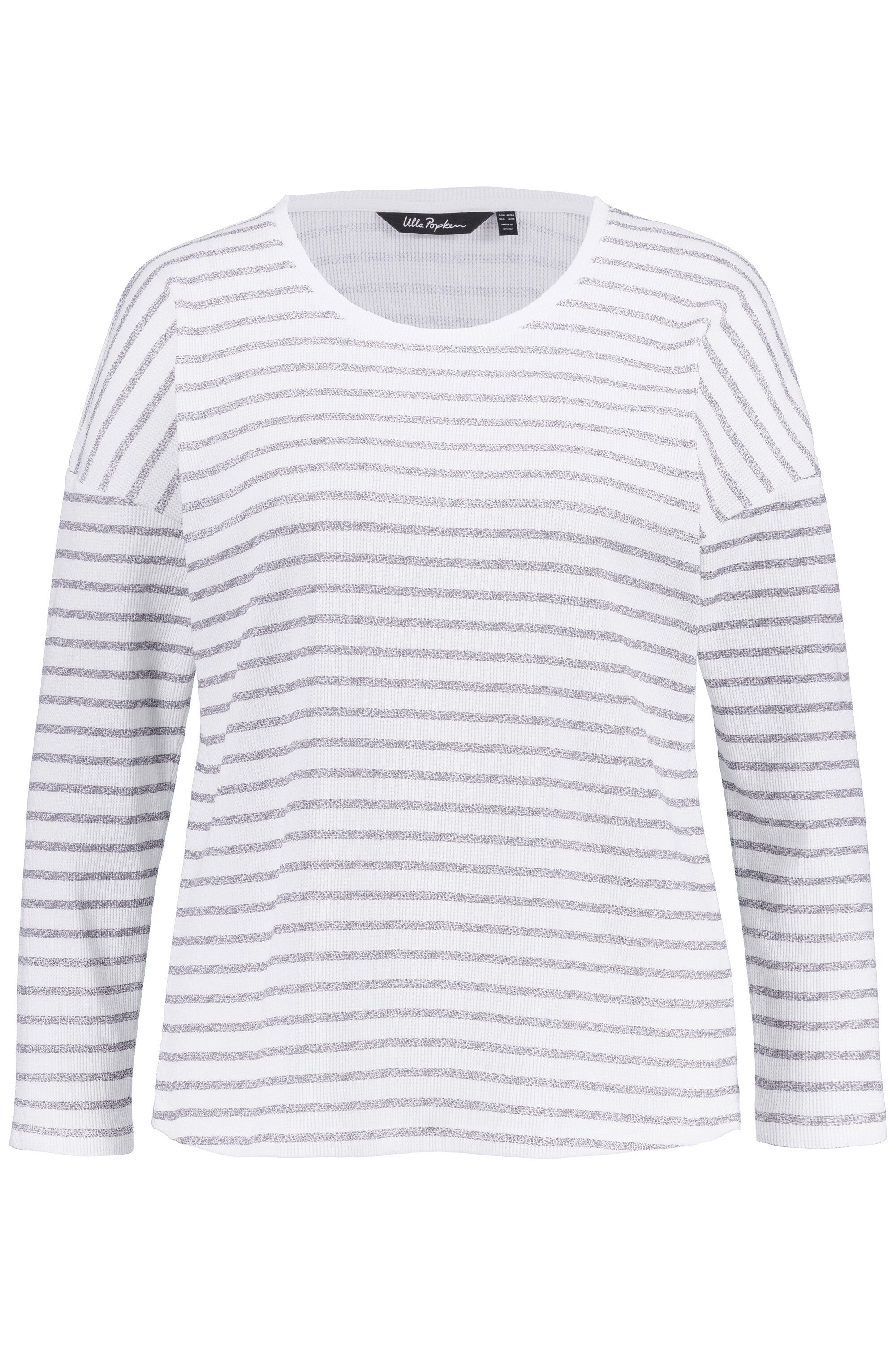 Ulla Popken Sweatjacke Loungewear-Shirt Piqué Ringel günstig online kaufen
