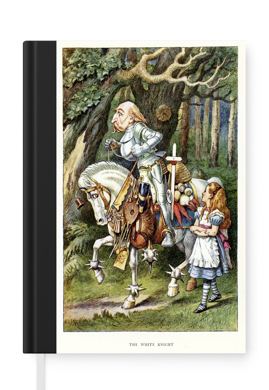 MuchoWow Notizbuch Vintage-Illustration Alice und der weiße Ritter, Journal, Merkzettel, Tagebuch, Notizheft, A5, 98 Seiten, Haushaltsbuch