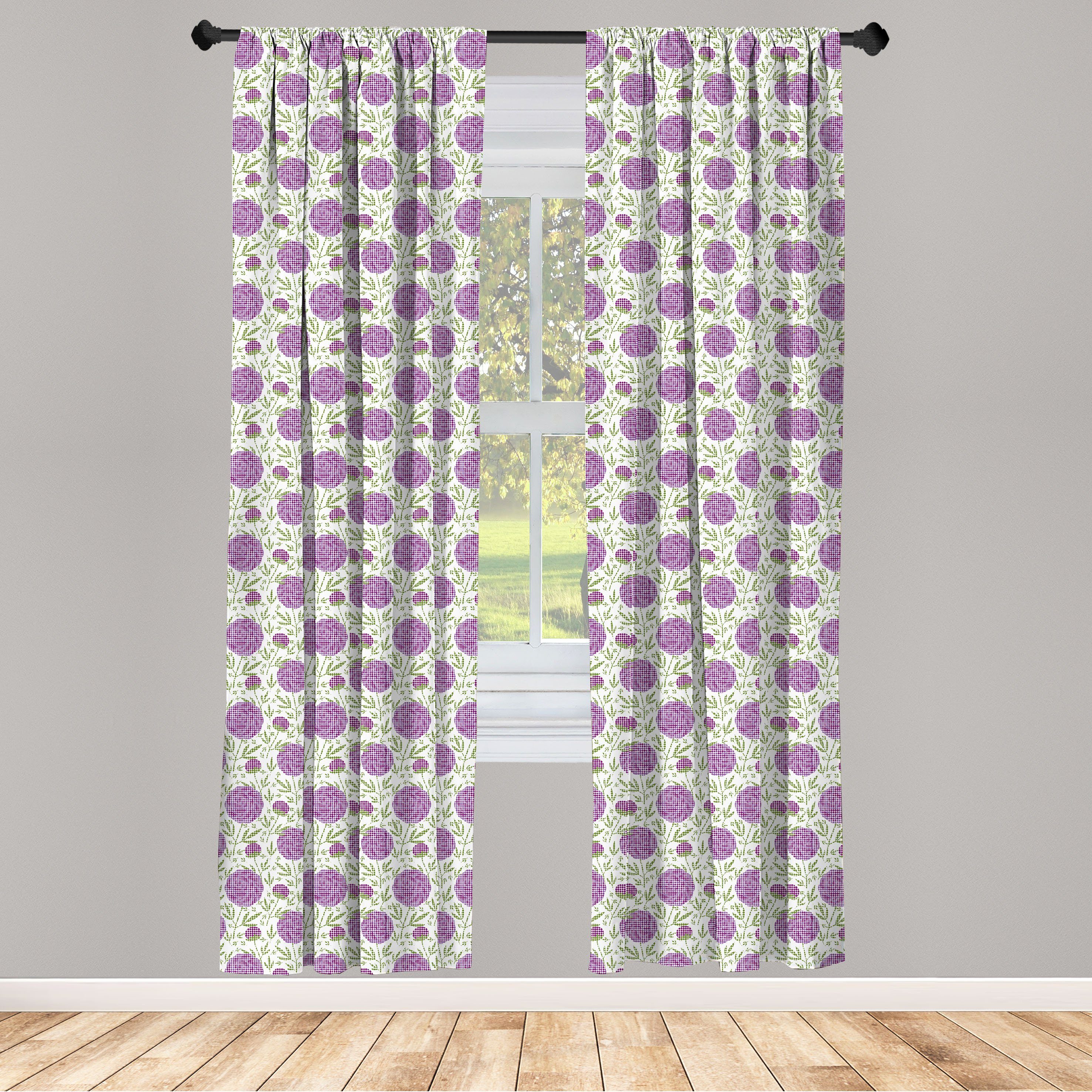 Kreise Floral Pixel-Like-Punkte Vorhang Gardine Microfaser, Dekor, für Wohnzimmer Schlafzimmer Abakuhaus,