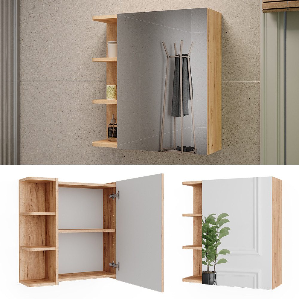 Vicco Badezimmerspiegelschrank Fynn, Goldkraft Eiche, 62 günstig online kaufen