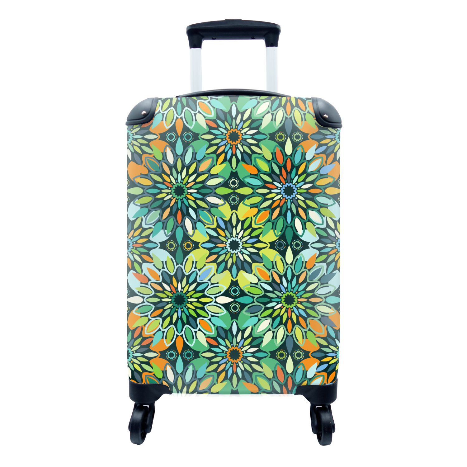 Reisetasche Handgepäckkoffer MuchoWow Muster 4 - Reisekoffer Trolley, Grün, rollen, mit - Handgepäck Mandala Rollen, Ferien, für