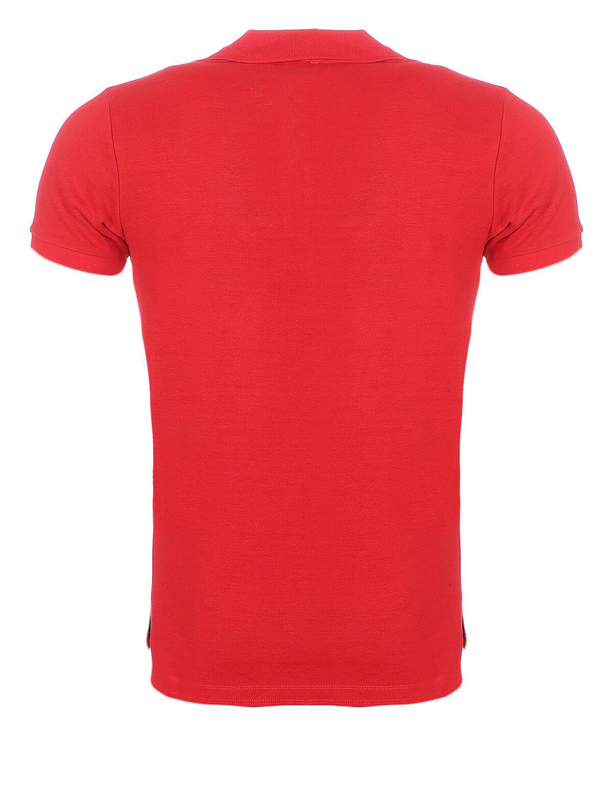 im Rundhalsausschnitt, Diesel Reißverschluss, Diesel Brustbereich unifarben, Herren mit Labelstitching mit Rot T-EYE Poloshirt Poloshirt