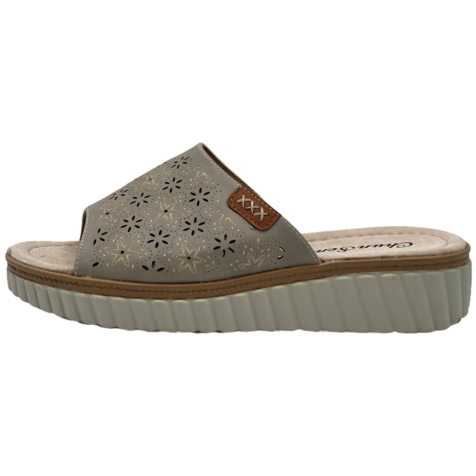 Nowaland Bequeme Damen-Pantoletten - luftdurchlässig & rutschfest Pantolette Blumenmuster, ergonomisch, Weich, rutschhemmend