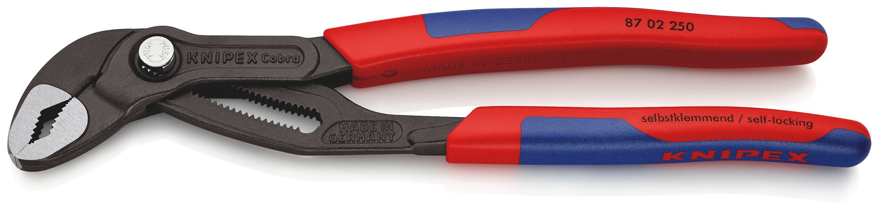 Knipex Wasserpumpenzange 87 02 250 Cobra® Hightech, 1-tlg., grau atramentiert, mit schlanken Mehrkomponenten-Hüllen 250 mm