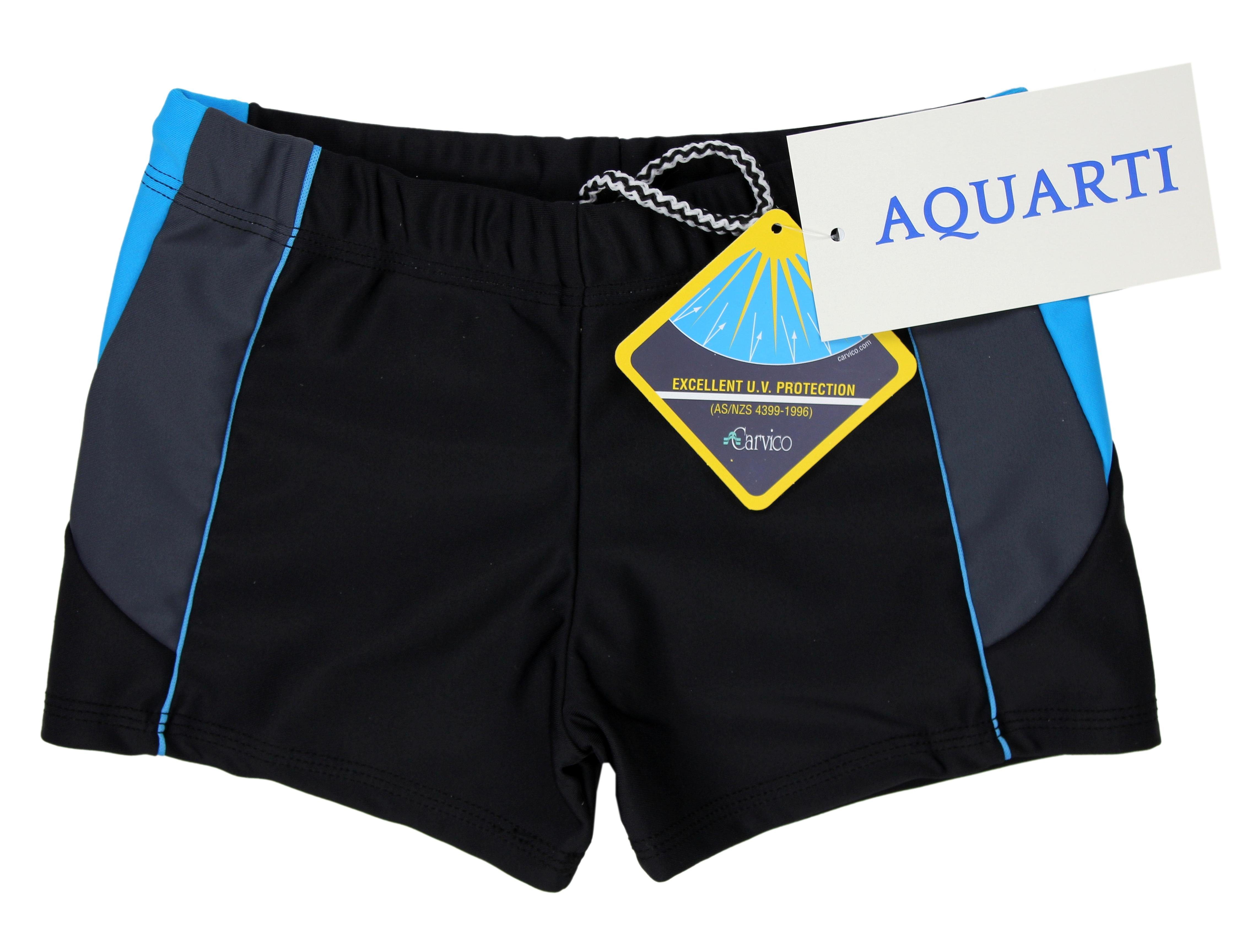 Aquarti Badehose Schwarz/Graphit/Blau mit Seitlich Aquarti Jungen Badehose Kurze Einsätzen