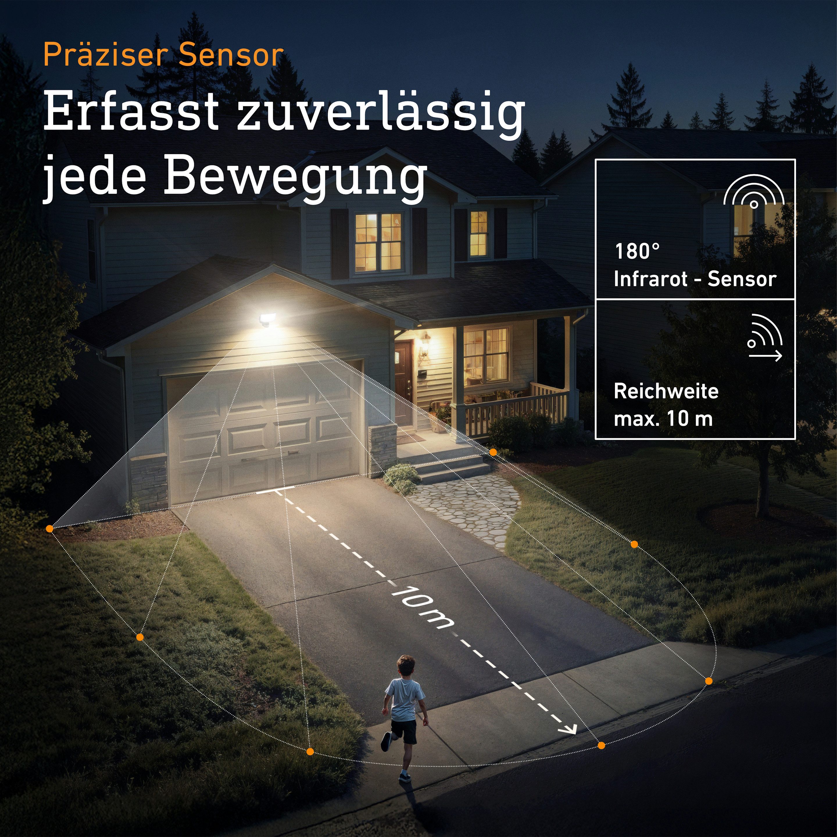 steinel LED Wandstrahler XLED Protect, mit Bewegungsmelder, LED fest integriert, Warmweiß, 180°/10 m Bewegungsmelder, LED Panel schwenkbar, 14.3 W, IP54