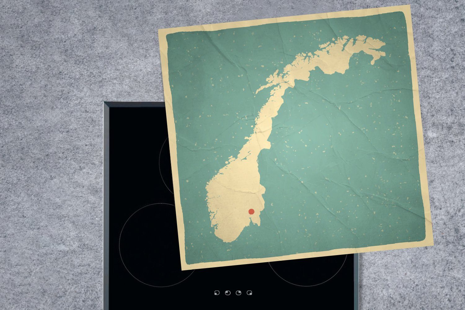 MuchoWow Herdblende-/Abdeckplatte Illustration von Norwegen für Vinyl, küche cm, Arbeitsplatte tlg), Ceranfeldabdeckung, 78x78 azurblauen einem vor (1 Hintergrund