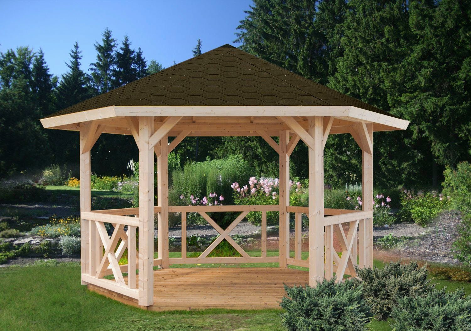 Palmako Holzpavillon Betty, BxT: 423x423 cm, naturbelassen