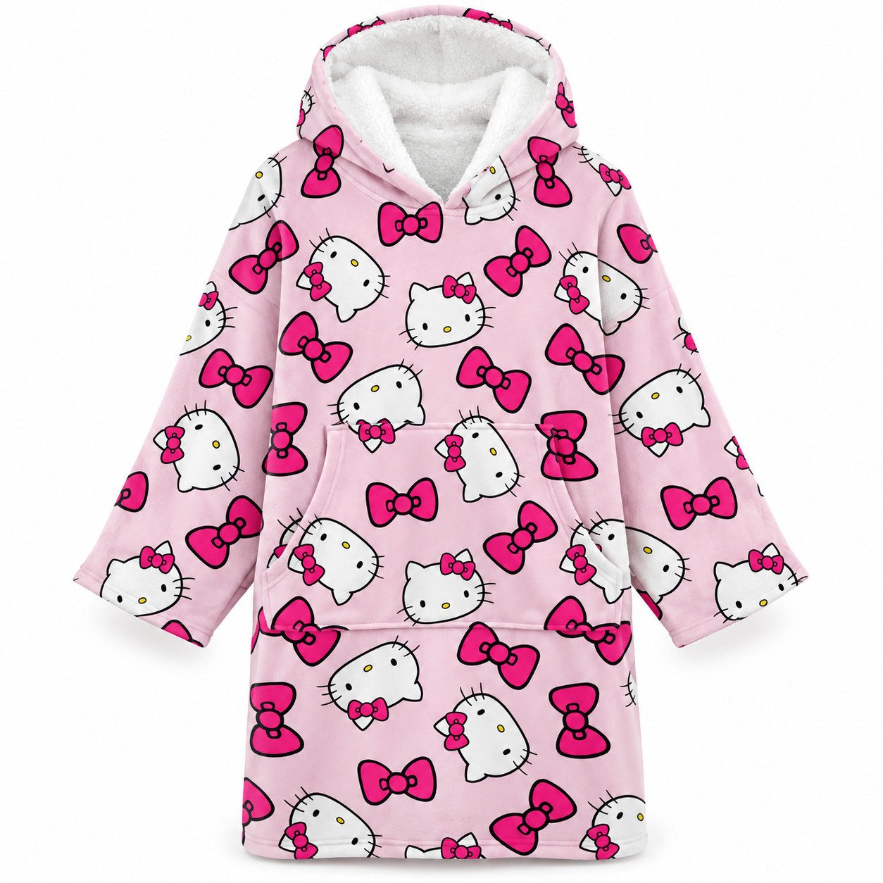 Hello Kitty Sweatponcho Hello Kitty Kuschelponcho Kuscheldecke mit Ärmeln Kapuze Tasche S-L (1-tlg)