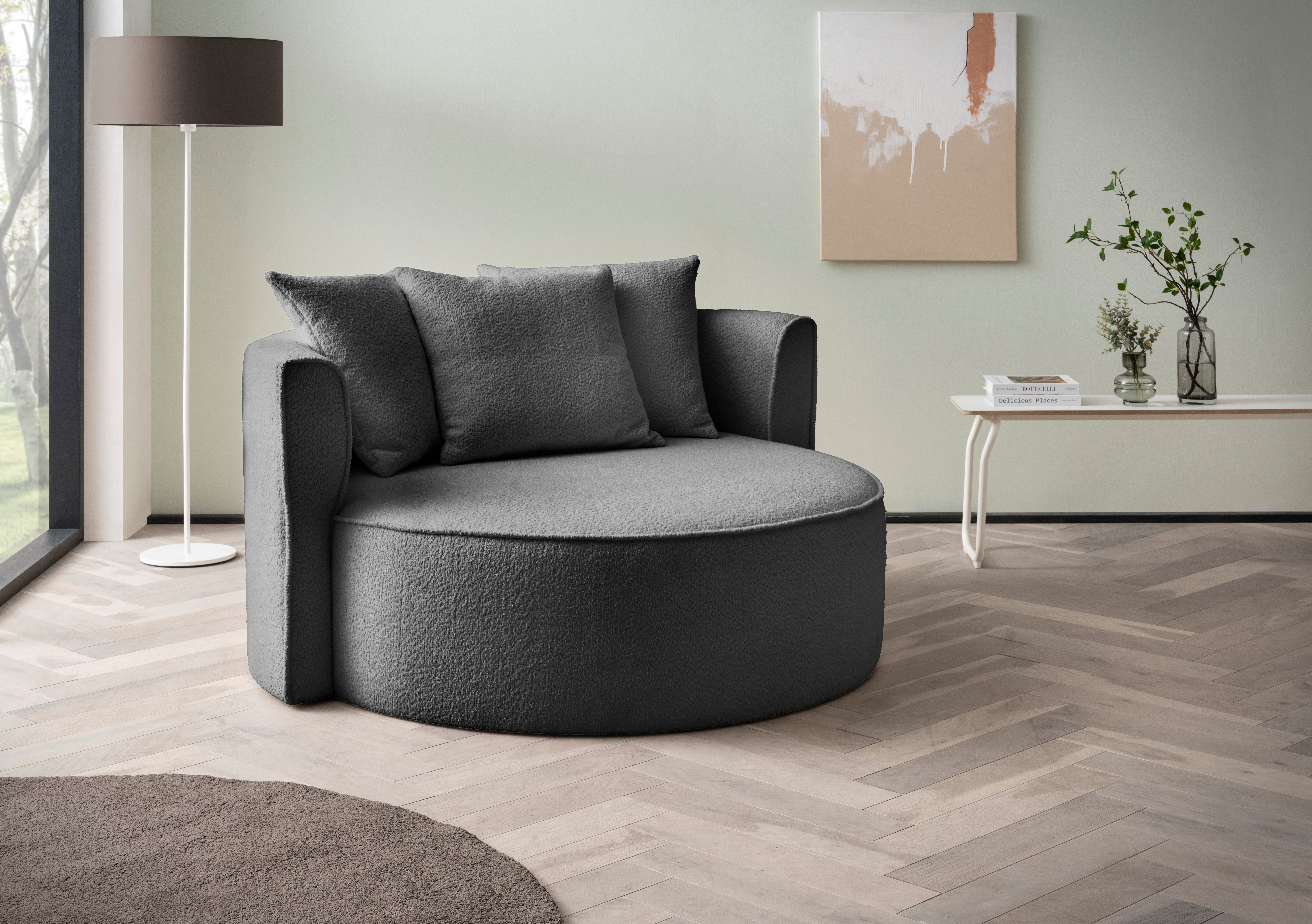 LeGer Home by Lena Gercke XXL-Sessel Isalie, Lesesessel, Loveseat, inklusive Zierkissen, extra große Sitzfläche, optional mit Hocker, Cord, Samt, Bouclé