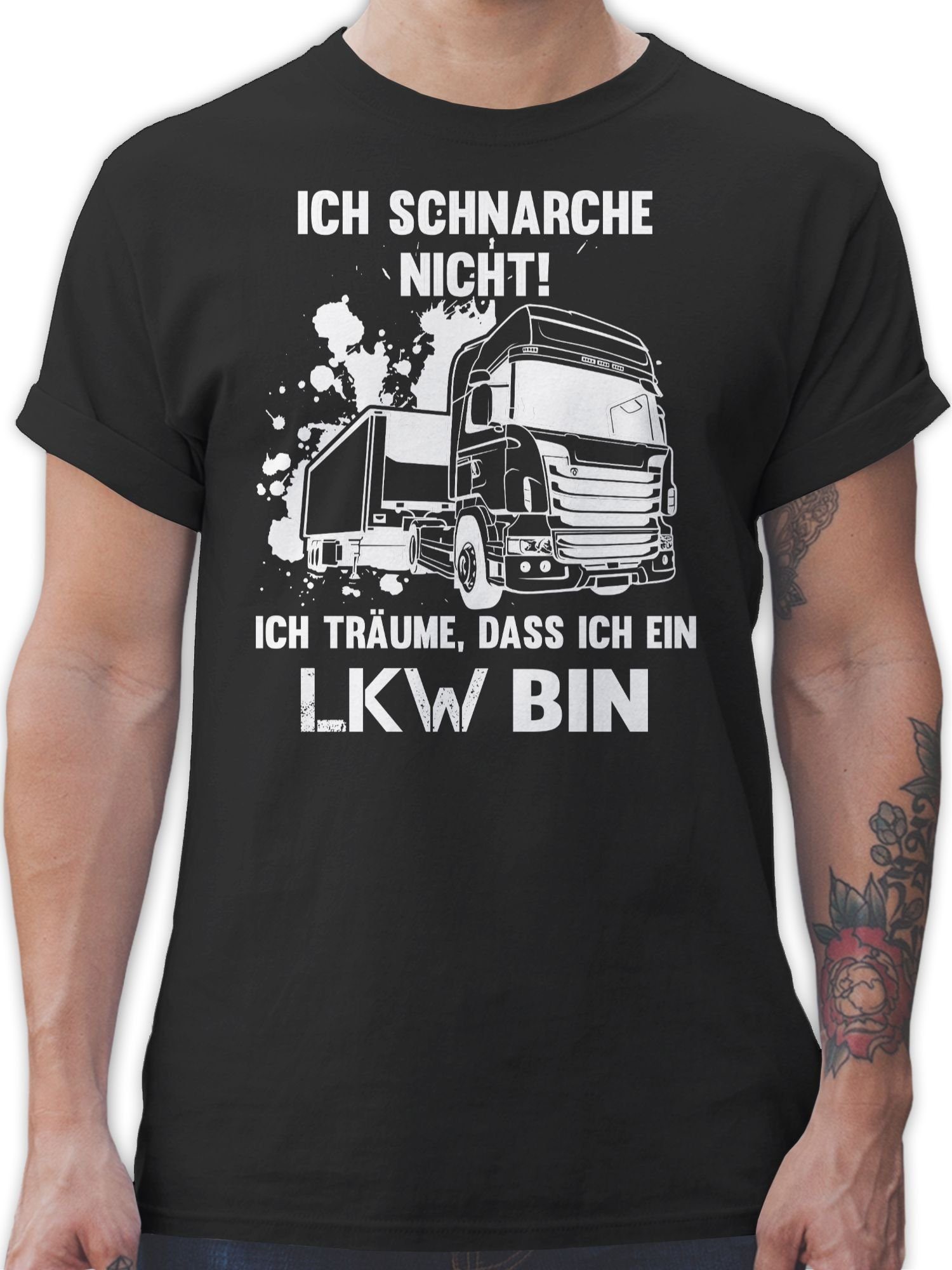 T-Shirt ein Statement Schwarz Spruch nicht Sprüche 01 ich Ich bin Shirtracer schnarche LKW mit